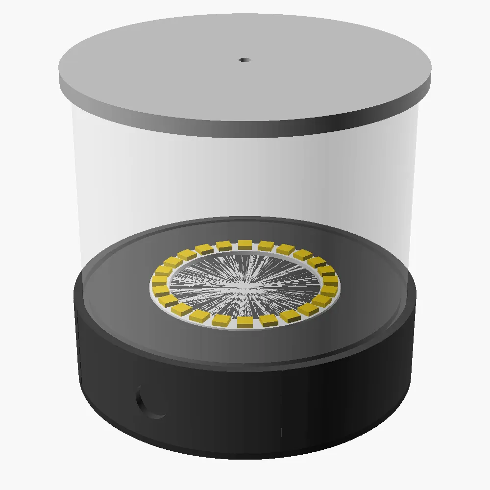 Repository assembly render of Reflector Lantern showing the LED ring, translucent tube, top reflector, and base.